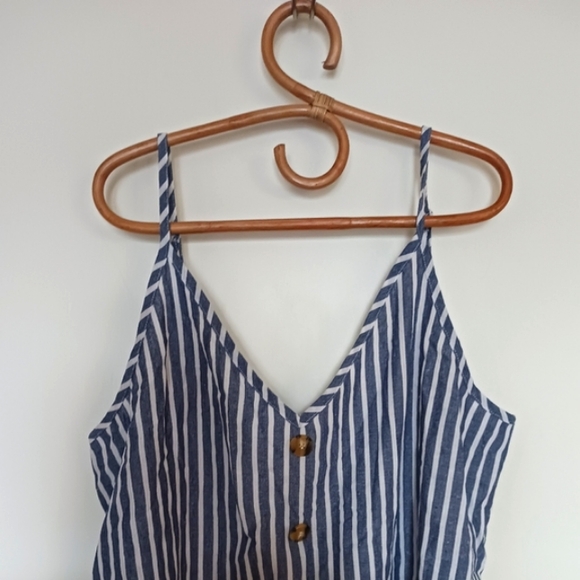 SHEIN 3X navy and white striped button tank top. - Picture 2 of 7